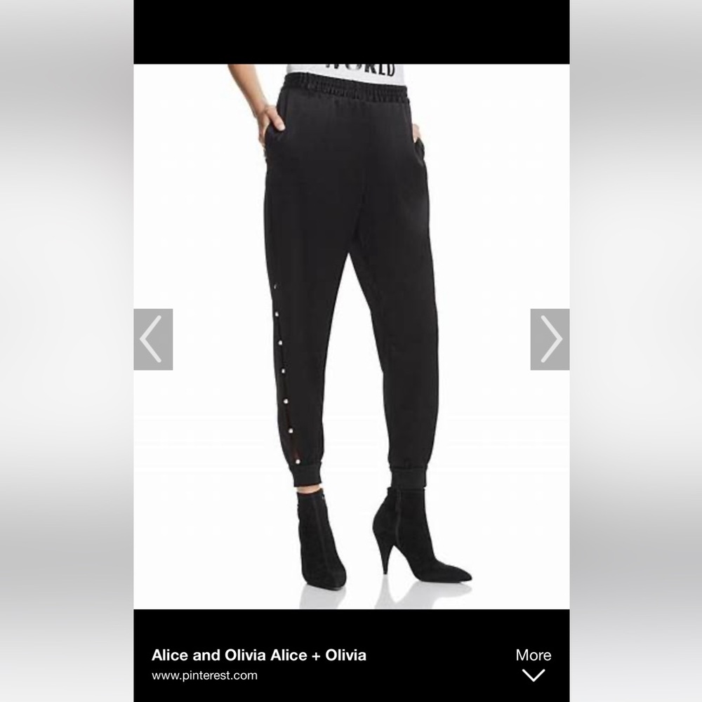 Alice and Olivia Satin Pearl Pete Joggers XS